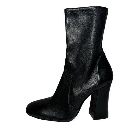 Stuart Weitzman Curveblock 100 bootie in black leather Women's Size 11 New $650 - Picture 5 of 7